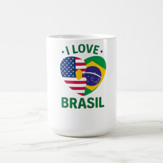 I Love Brasil USA Flag Heart Koffiemok