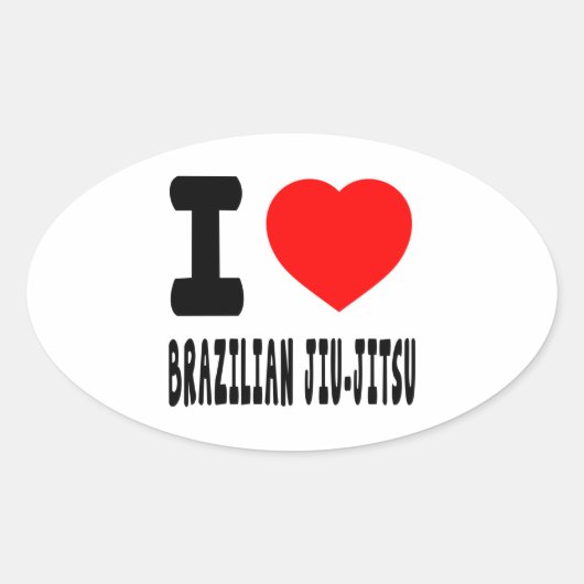 I Love Brazililian Jiu-Jitsu Ovale Sticker (Voorkant)