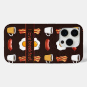 I love breakfast, Food pattern in black Case-Mate iPhone Case (Achterkant (horizontaal))