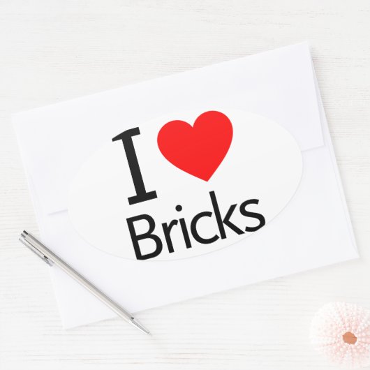I Love Bricks Ovale Sticker (Envelop)