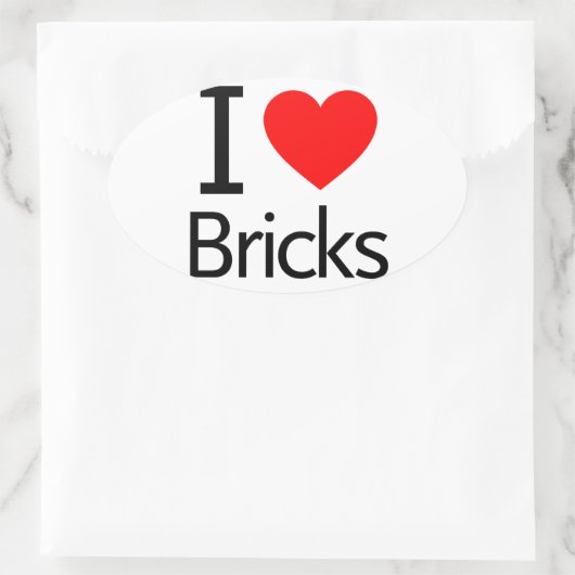 I Love Bricks Ovale Sticker (Tas)