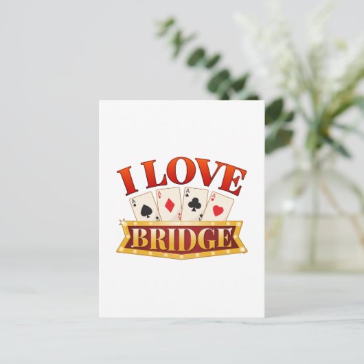 I Love Bridge Card Game Player Briefkaart (Staand voorkant)