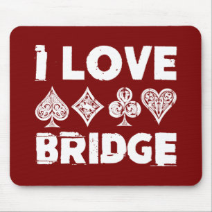 I Love Bridge Card Game Player Muismat