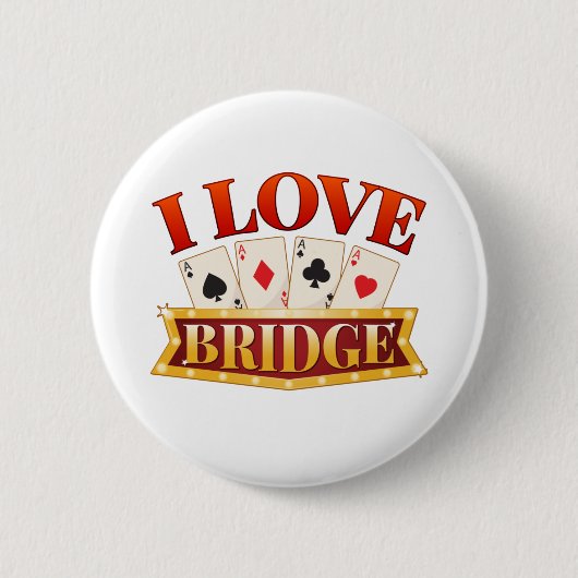 I Love Bridge Card Game Player Ronde Button 5,7 Cm (Voorkant)