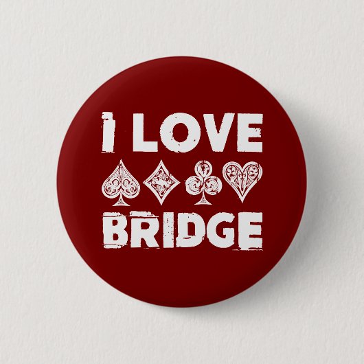 I Love Bridge Card Game Player Ronde Button 5,7 Cm (Voorkant)