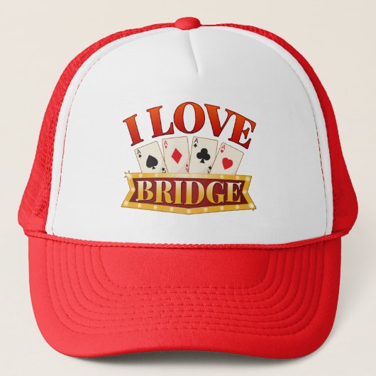 I Love Bridge Card Game Player Trucker Pet (Voorkant)