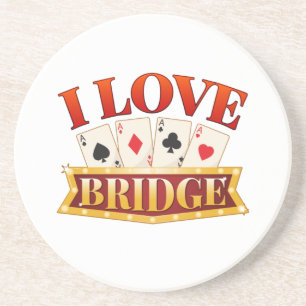 I Love Bridge Card Game Player Zandsteen Onderzetter