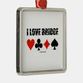 I Love Bridge Card Suits Bridge Attitude Metalen Ornament (Rechts)