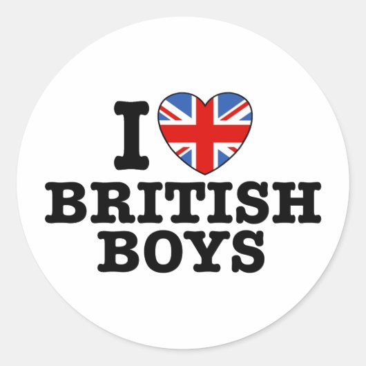 I Love British Boys Ronde Sticker (Voorkant)
