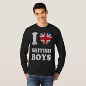 I Love British Boys UK Union Jack Heart Flag T-shirt (Voorkant volledig)