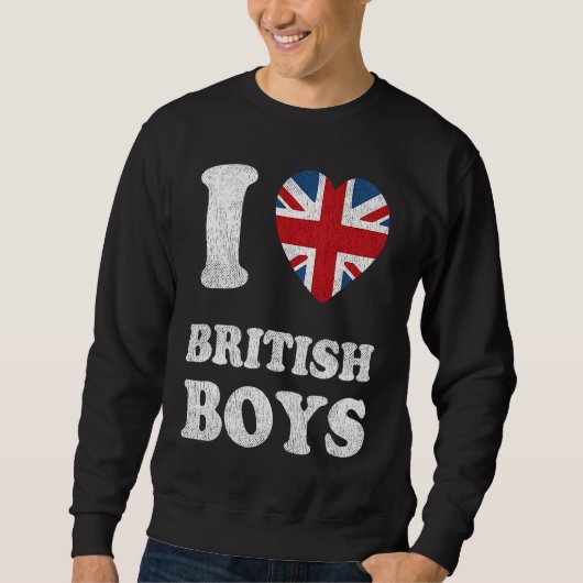 I Love British Boys UK Union Jack Heart Flag Trui (Voorkant)