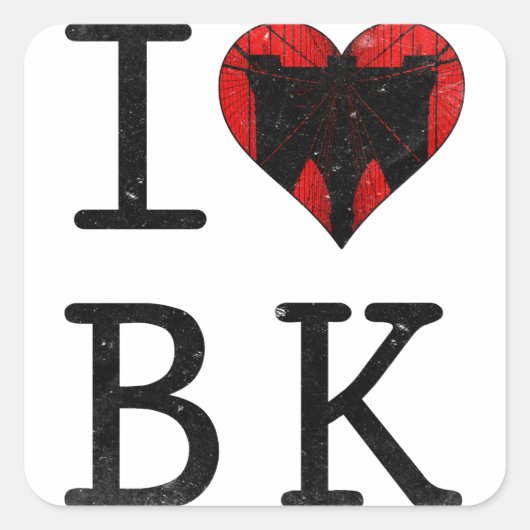 I Love Brooklyn BK NYC Vierkante Sticker (Voorkant)