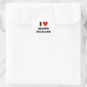 I Love Brown Pelicans Ronde Sticker (Tas)