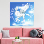 I Love Bubbles Unicorn Pegasus Canvas Afdruk (Insitu (Woonkamer))