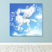 I Love Bubbles Unicorn Pegasus Canvas Afdruk (Insitu (Houten vloer))