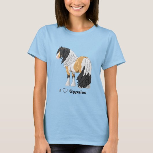 I Love Buckskin Pinto Gypsy Vanner Draft Horses T-shirt (Voorkant)