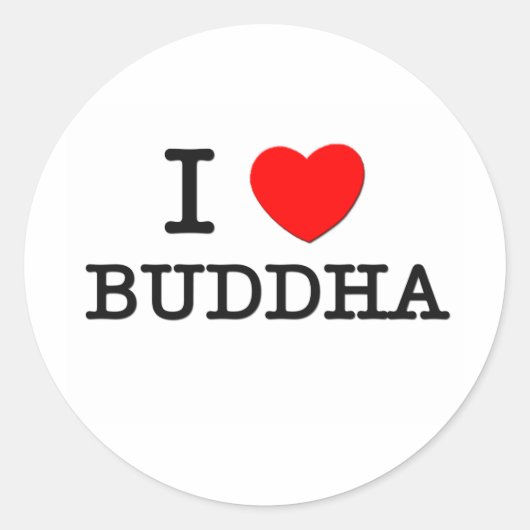 I Love Buddha Ronde Sticker (Voorkant)