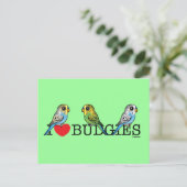 I Love Budgies Briefkaart (Staand voorkant)