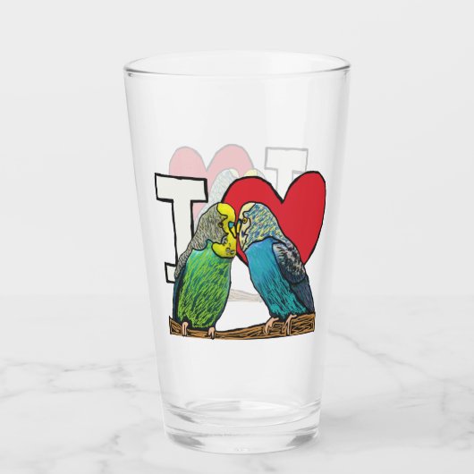 I Love Budgies Glas (Voorkant)