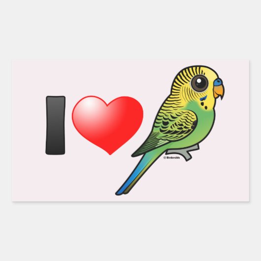 I Love Budgies Rechthoekige Sticker (Voorkant)