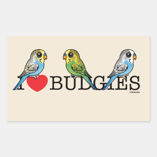 I Love Budgies Rechthoekige Sticker (Voorkant)
