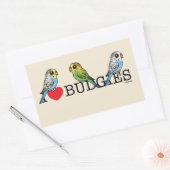 I Love Budgies Rechthoekige Sticker (Envelop)