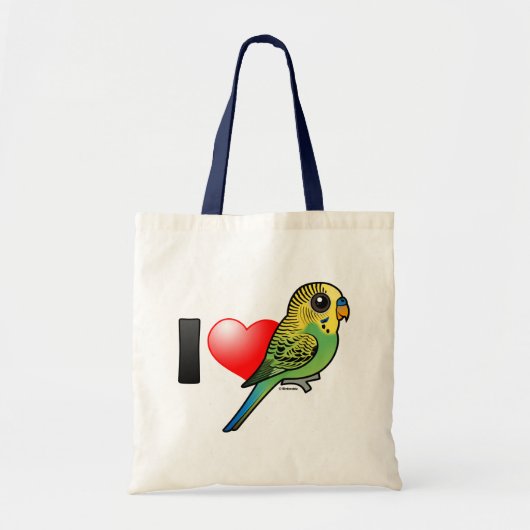 I Love Budgies Tote Bag (Voorkant)