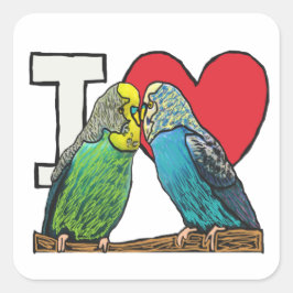 I Love Budgies Vierkante Sticker