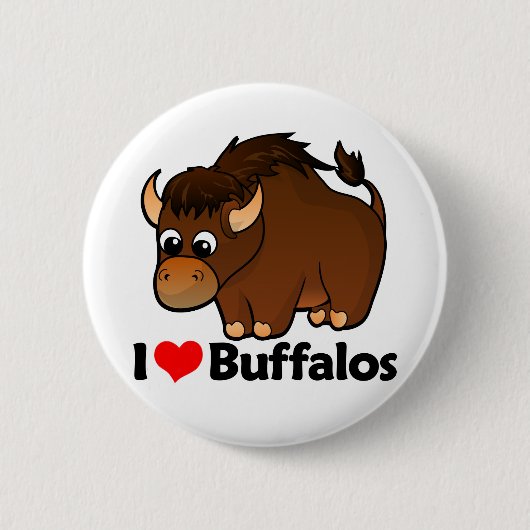 I Love Buffalos Ronde Button 5,7 Cm (Voorkant)