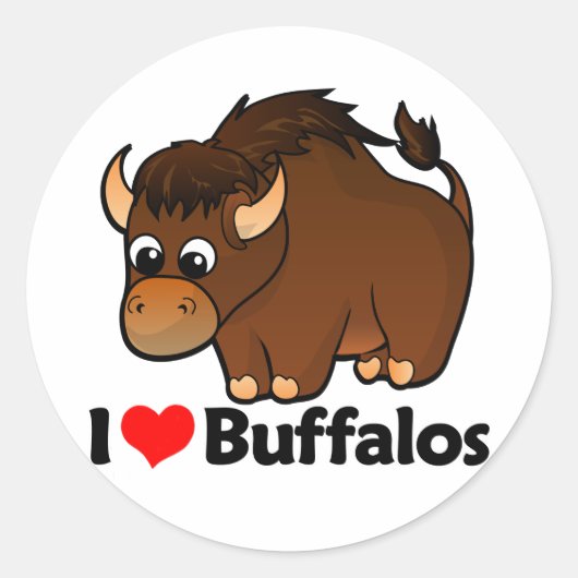 I Love Buffalos Ronde Sticker (Voorkant)
