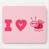 "I Love Bugs" Mousepad in Pink Muismat (Voorkant)