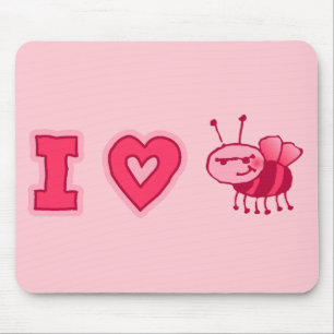 "I Love Bugs" Mousepad in Pink Muismat