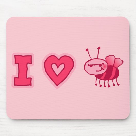"I Love Bugs" Mousepad in Pink Muismat (Voorkant)