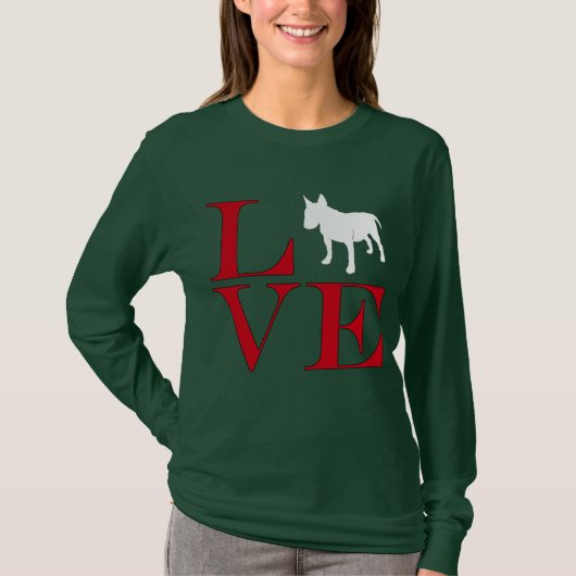 I Love Bull Terriers - Donkerkleurig T-shirt (Voorkant)