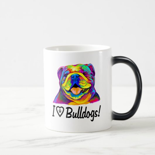 I Love Bulldogs in Colors Magische Mok (Rechts)