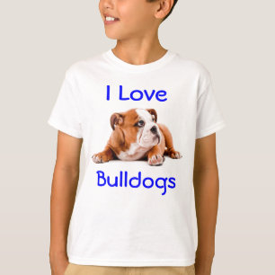 I Love Bulldogs Kinder Tee Shirt (ook voor jongens
