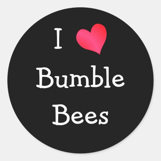 I Love Bumble bijen Ronde Sticker (Voorkant)