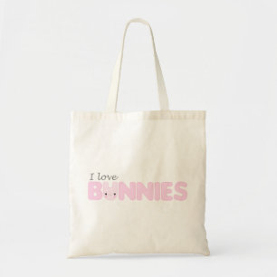 I Love Bunnies Pink Canvas tas
