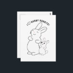 I Love Bunny Rabbits Briefkaart<br><div class="desc">* International Rabbit Day is observed on the last Saturday of September. * Cute mother and baby bunny rabbits. * Use this postcard as an information card, invite to an event, 'Thank You' Card or greeting card. * Add background color of your choice to front and back side. * Have...</div>
