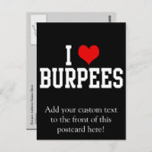 I Love Burpees, Fitness Briefkaart (Voorkant / Achterkant)