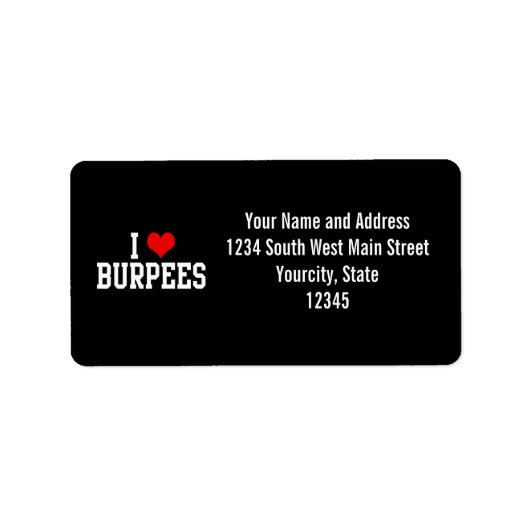I Love Burpees, Fitness Etiket (Voorkant)