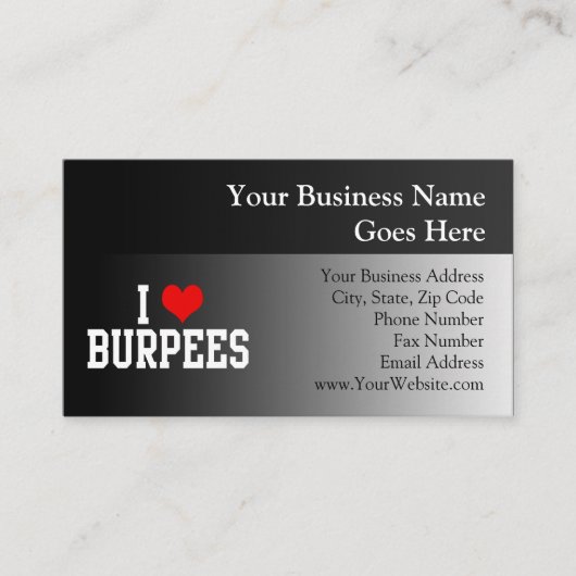 I Love Burpees, Fitness Visitekaartje (Voorkant)