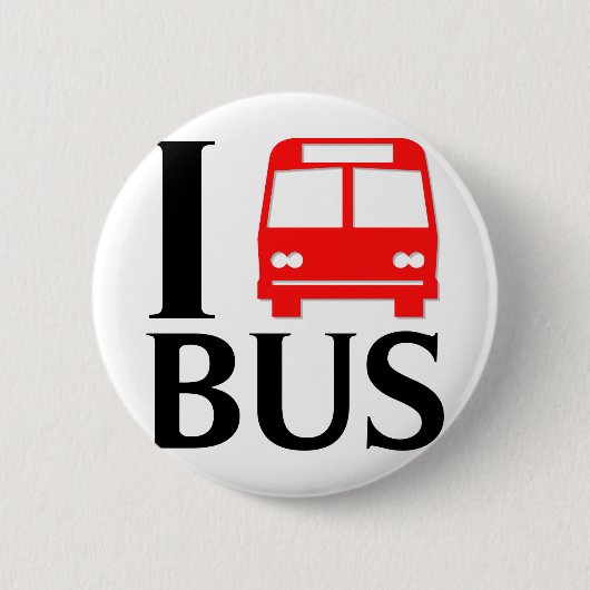 I Love Bus | Ik hou van de bus | Bus Ronde Button 5,7 Cm (Voorkant)