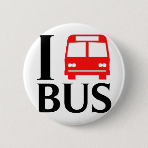 I Love Bus   Ik hou van de bus   Bus Ronde Button 5,7 Cm