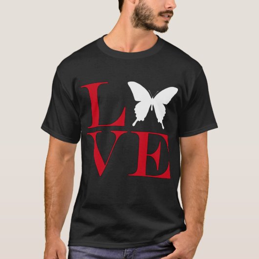 I Love Butterflies - Donkerkleurig T-shirt (Voorkant)