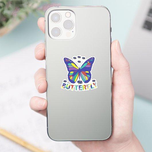 I-love-butterfly-typography-quotes- Sticker (Telefoon)