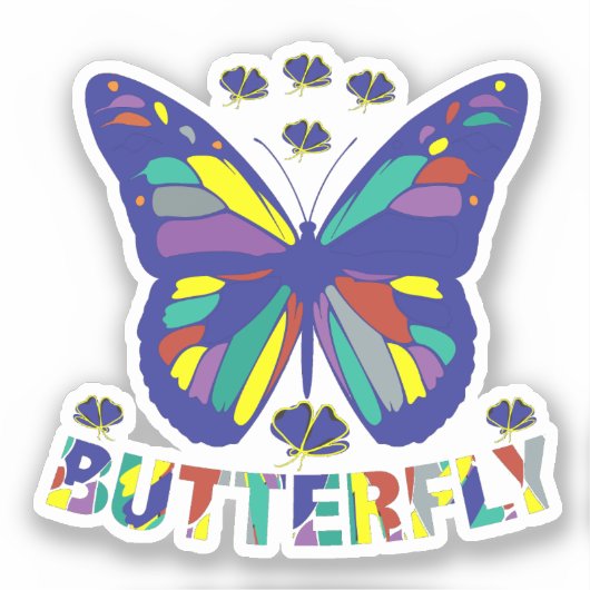 I-love-butterfly-typography-quotes- Sticker (Voorkant)