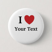 I Love  Button / Badge - Voeg tekst toe (Voorkant)
