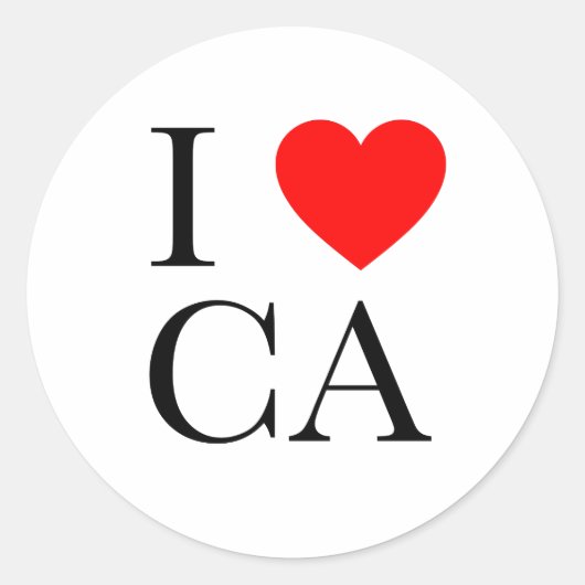 I Love CA Ronde Sticker (Voorkant)