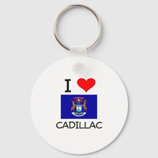 I Love Cadillac Michigan Sleutelhanger (Voorkant)